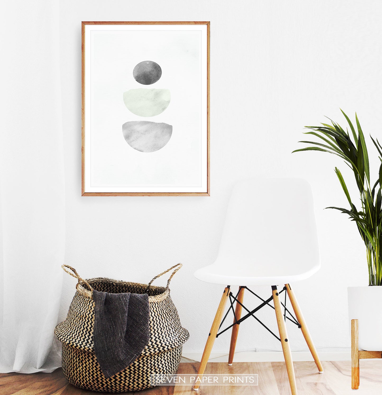Scandinavian Minimalist Gray Geometric Abstract Print