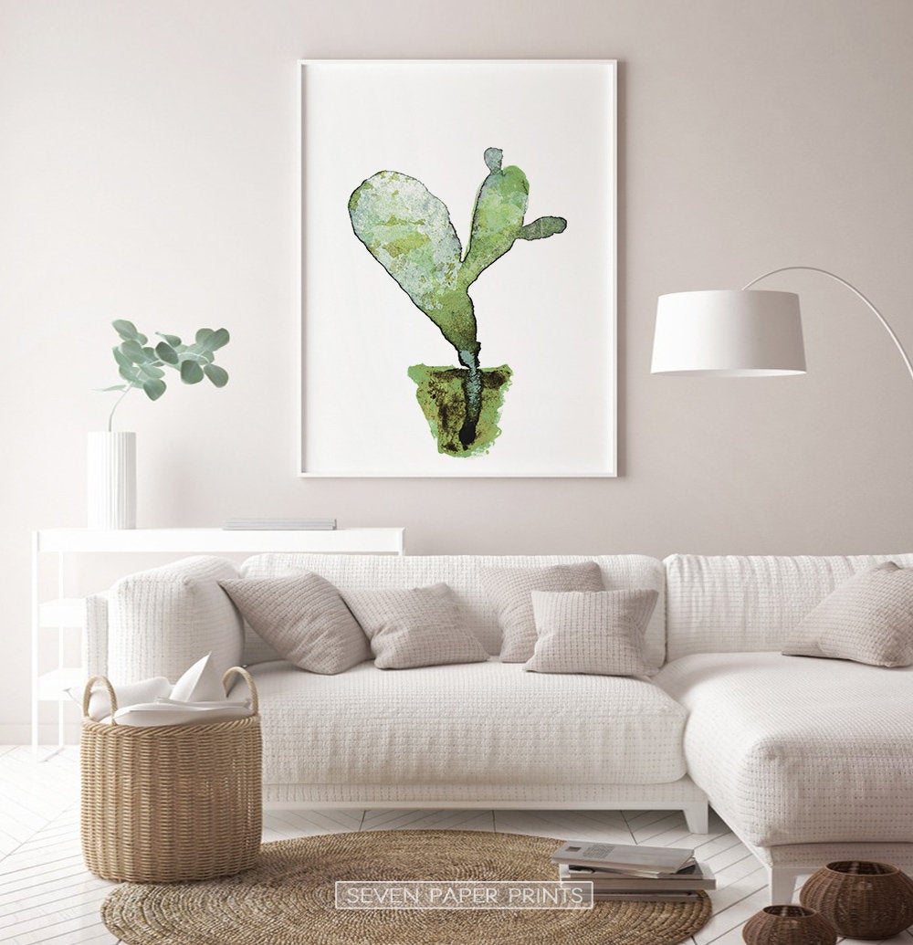 Cactus Watercolor Set of 3 Botanical Wall Art