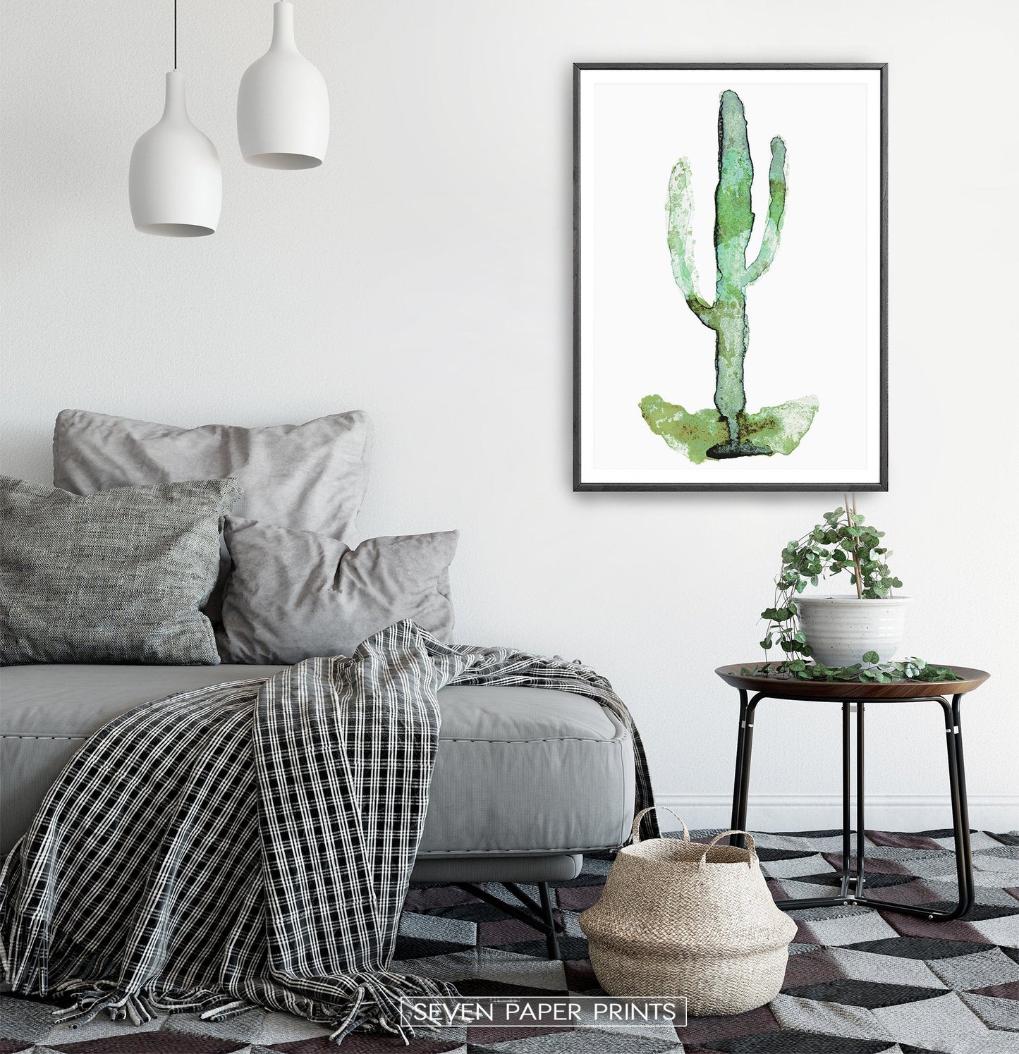 Cactus Watercolor Set of 3 Botanical Wall Art