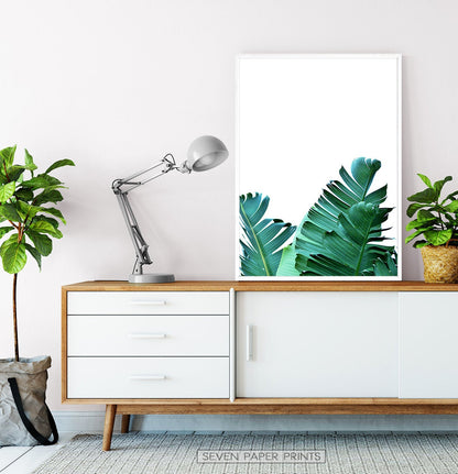 Green Banana Leaf Set of 2 Tropical Decor Prints