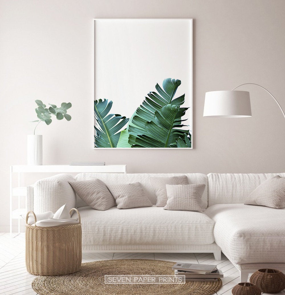 Green Banana Leaf Set of 2 Tropical Decor Prints