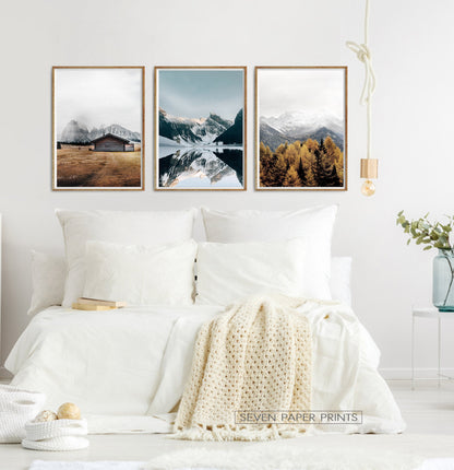 Snowy Mountain Print Wall Art Set of 3 Posters
