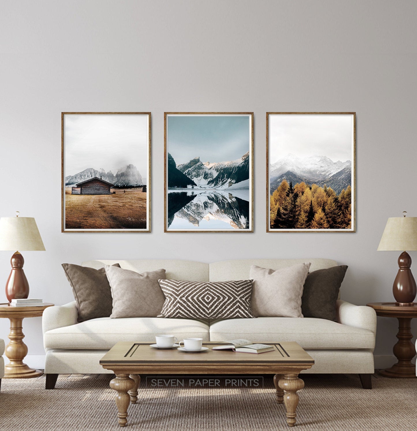 Snowy Mountain Print Wall Art Set of 3 Posters