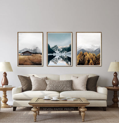 Snowy Mountain Print Wall Art Set of 3 Posters