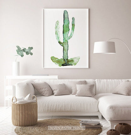 Cactus Watercolor Set of 3 Botanical Wall Art