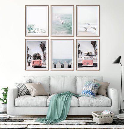 California Beach Art Set of 6 Coastal Prints