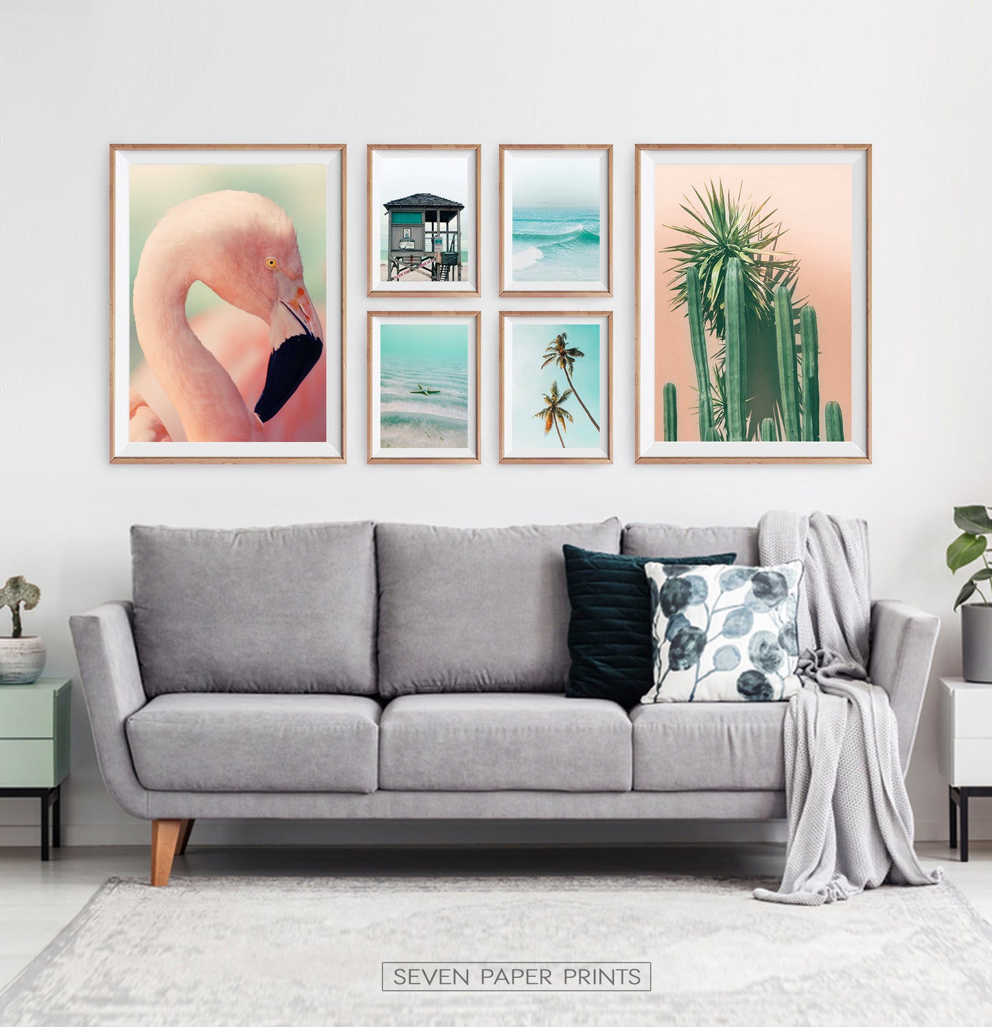 Flamingo Wall Art Beach Photography Set of 6