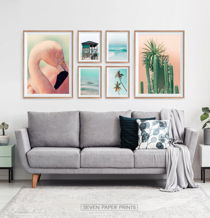 Flamingo Wall Art Beach Photography Set of 6