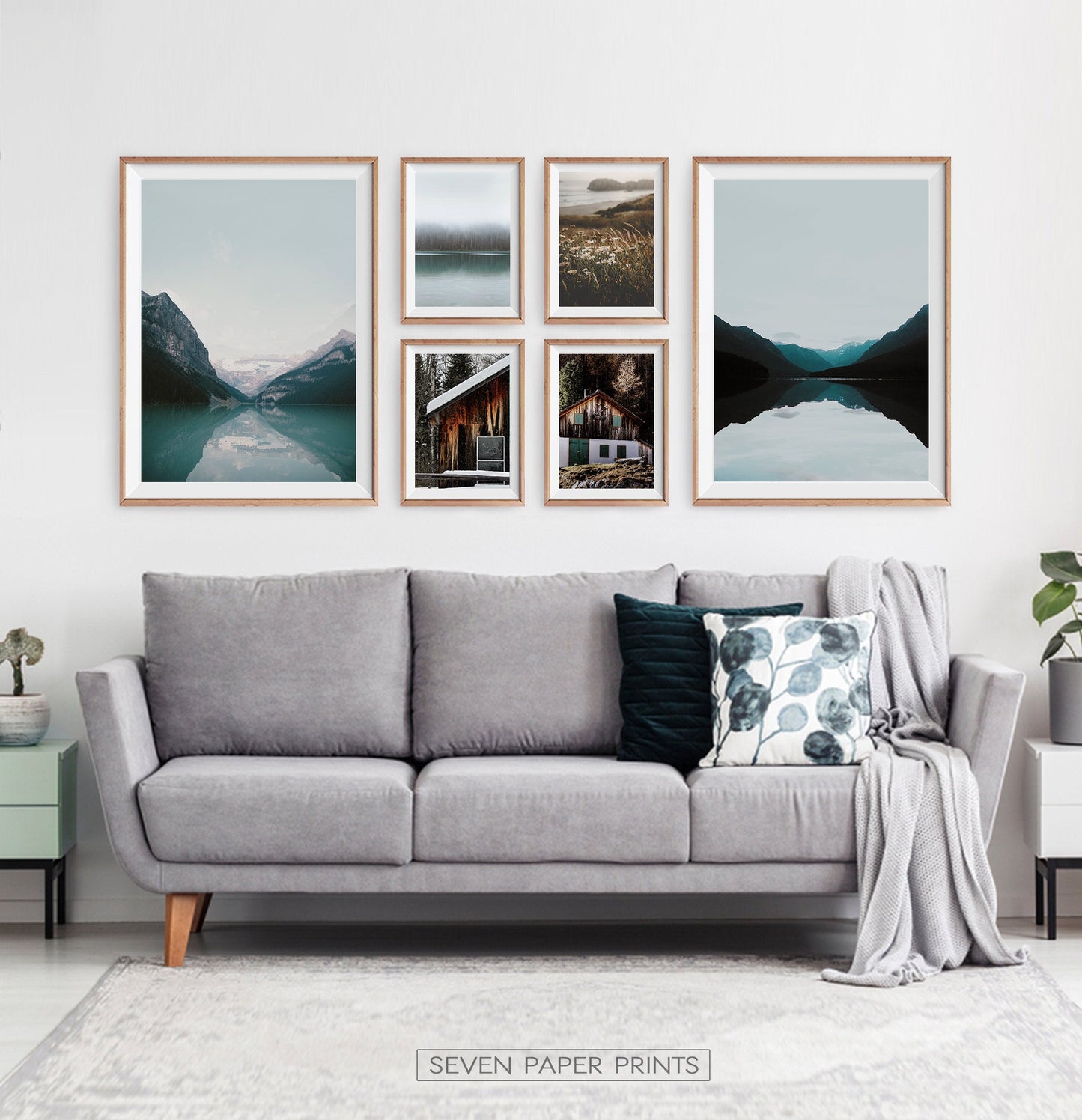 Mountain Lake House Decor Set of 6 Prints