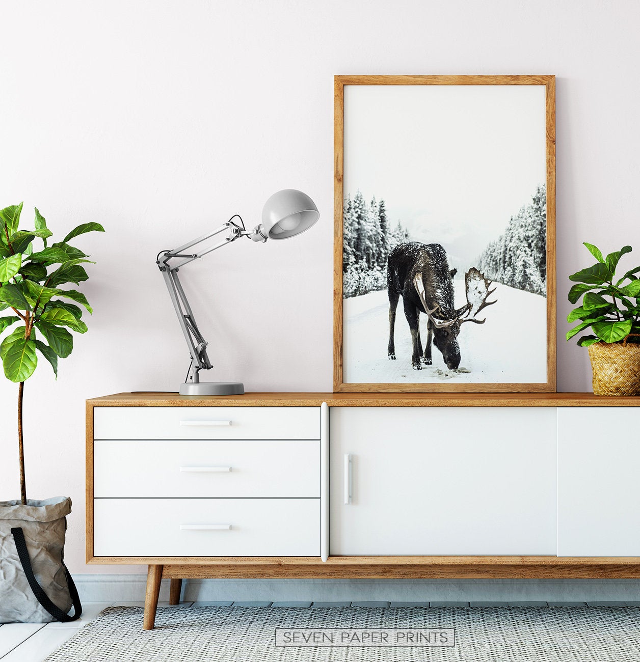 Moose Winter Forest Set of 3 Digital Prints