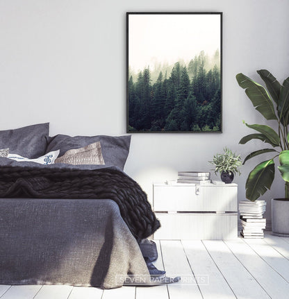 Mountain Forest Greenery Wall Art Set of 2 Prints