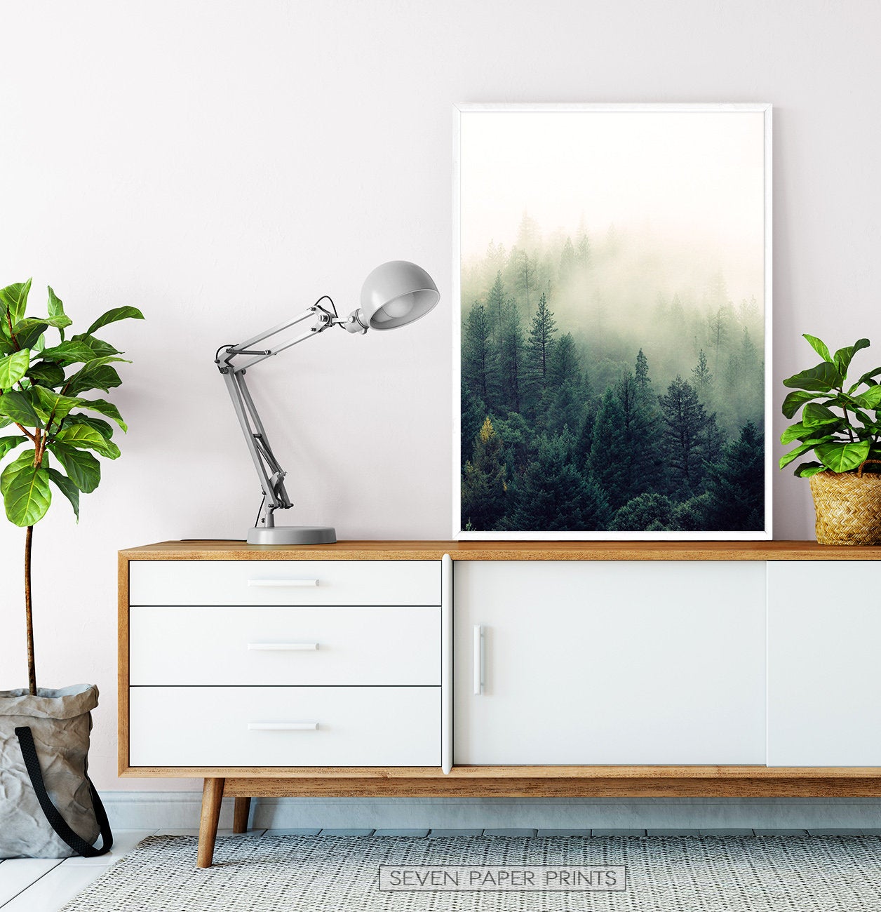 Mountain Forest Greenery Wall Art Set of 2 Prints