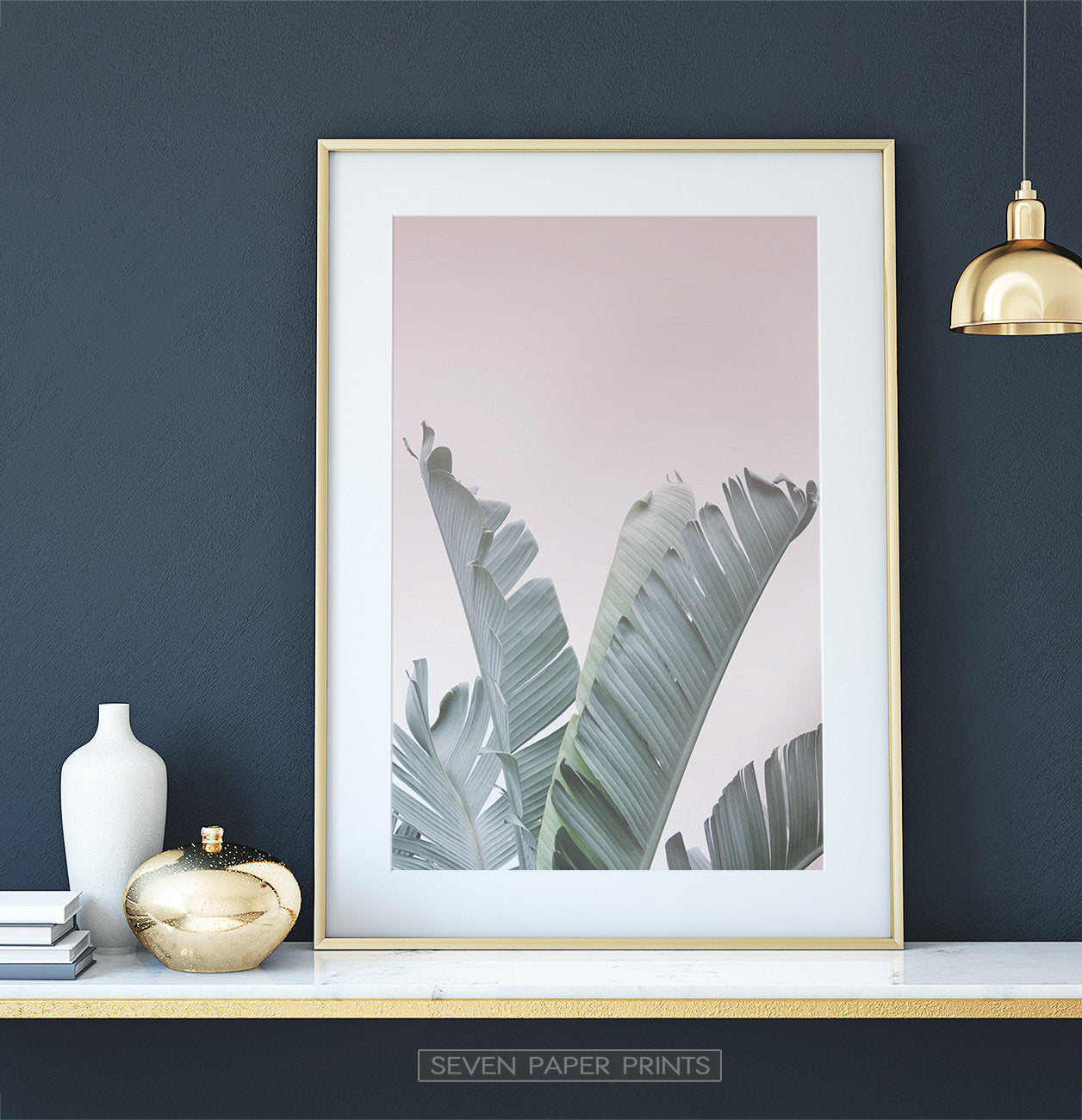 Blush Pink Tropical Leaves Set of 6 Six Digital Prints