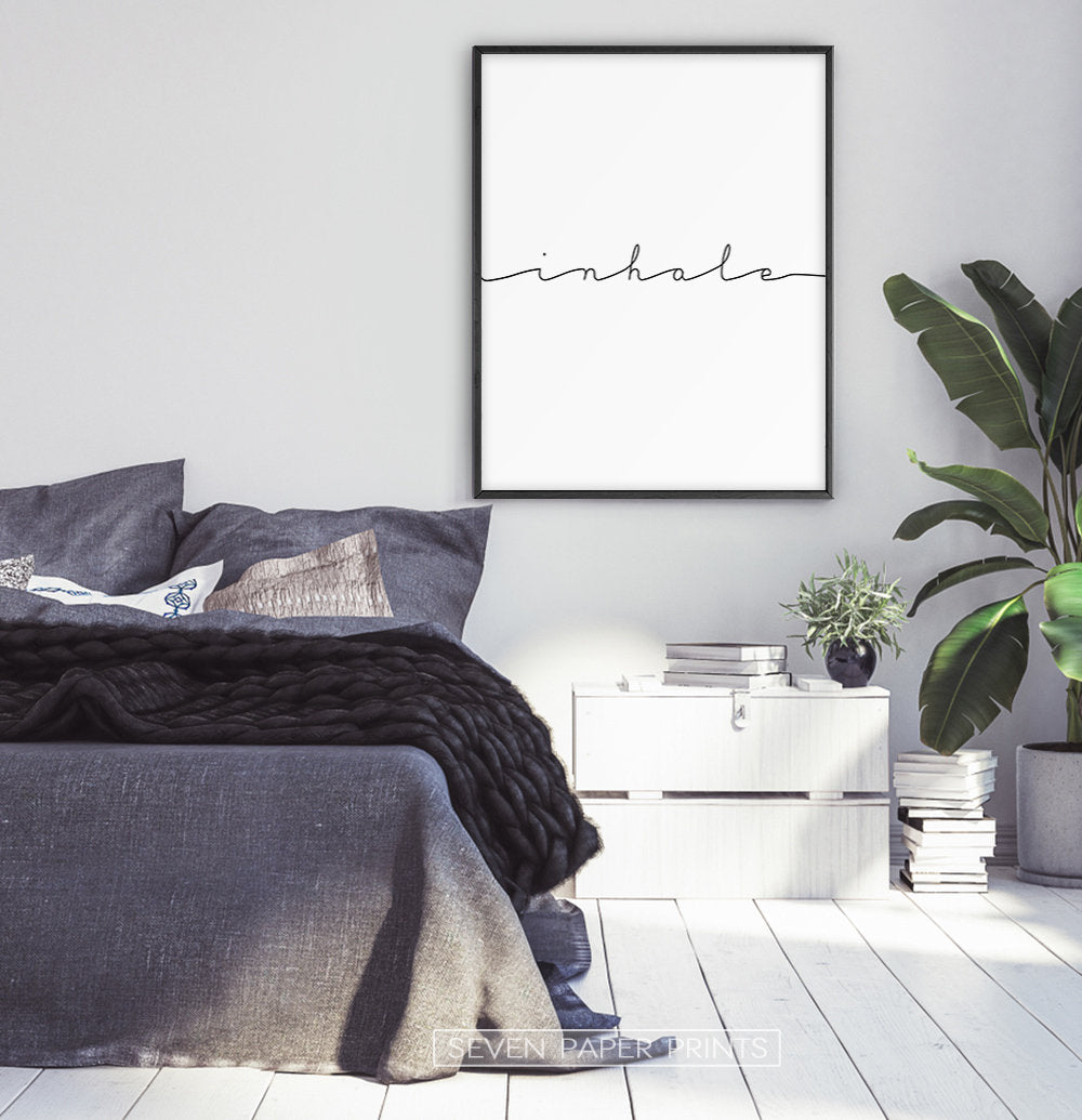 Inhale Exhale Set of 2 Inspirational Quote Text Prints