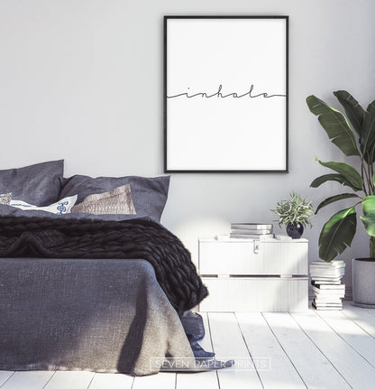 Inhale Exhale Set of 2 Inspirational Quote Text Prints