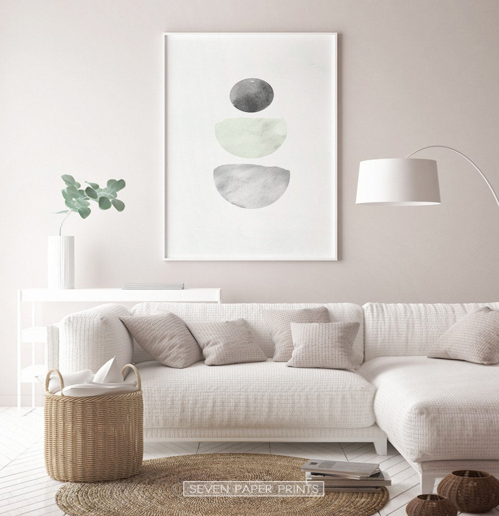 Scandinavian Minimalist Gray Geometric Abstract Print