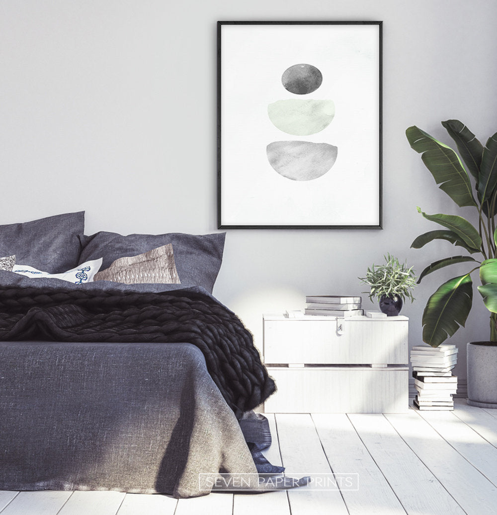 Scandinavian Minimalist Gray Geometric Abstract Print