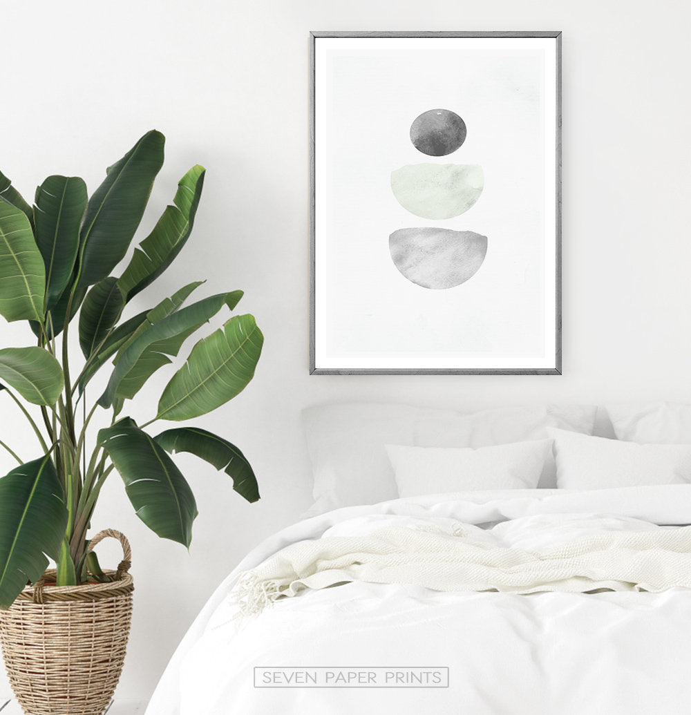 Scandinavian Minimalist Gray Geometric Abstract Print