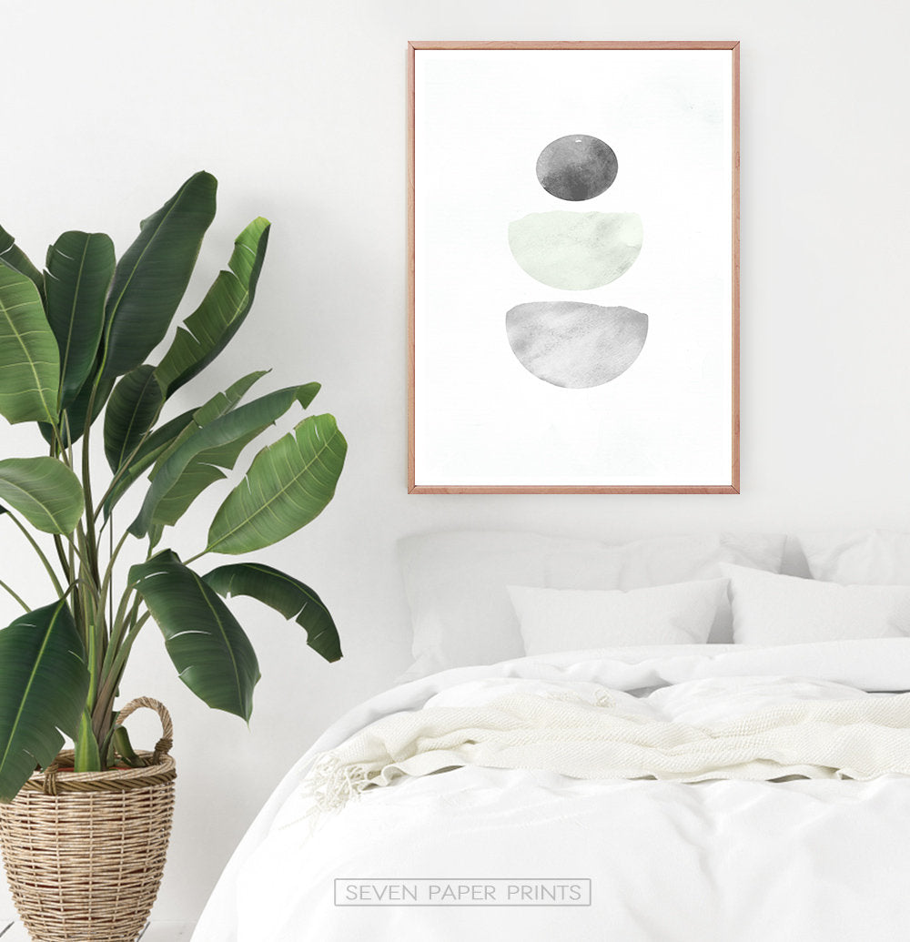 Scandinavian Minimalist Gray Geometric Abstract Print