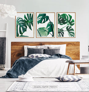 Monstera Green Leaves Set of 3 Deliciosa Prints