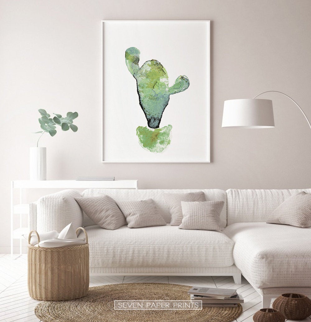 Cactus Watercolor Set of 3 Botanical Wall Art
