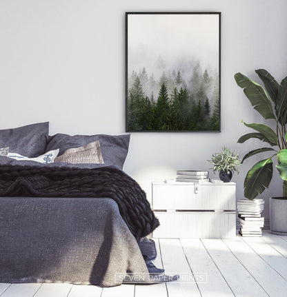 Foggy Trees Nature Landscape Print Art Set of 3