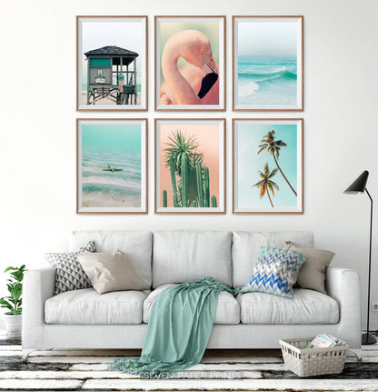 Flamingo Wall Art Beach Photography Set of 6