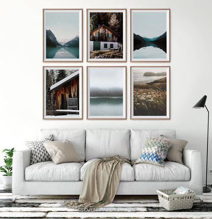 Mountain Lake House Decor Set of 6 Prints