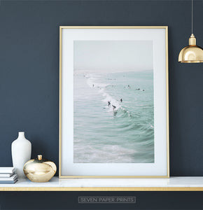 Dressing table coastal print with surfers