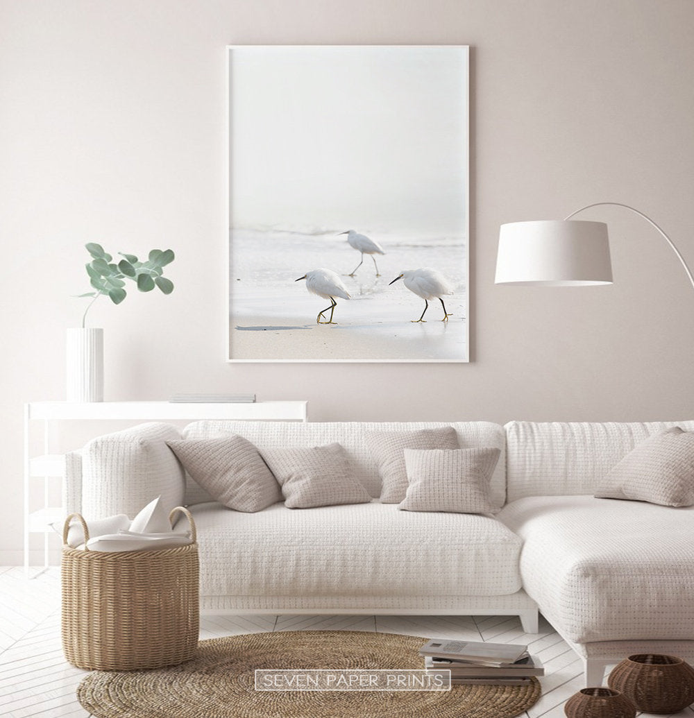 Coastal Seagulls and Ocean Waves Wall Art