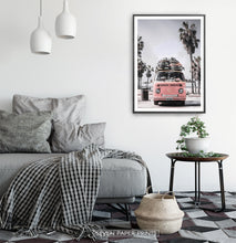 Load image into Gallery viewer, VW Pink Retro Bus Art Print with Front View
