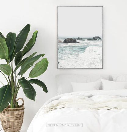 Ocean Rock Wall Art with Coastal Sea Water
