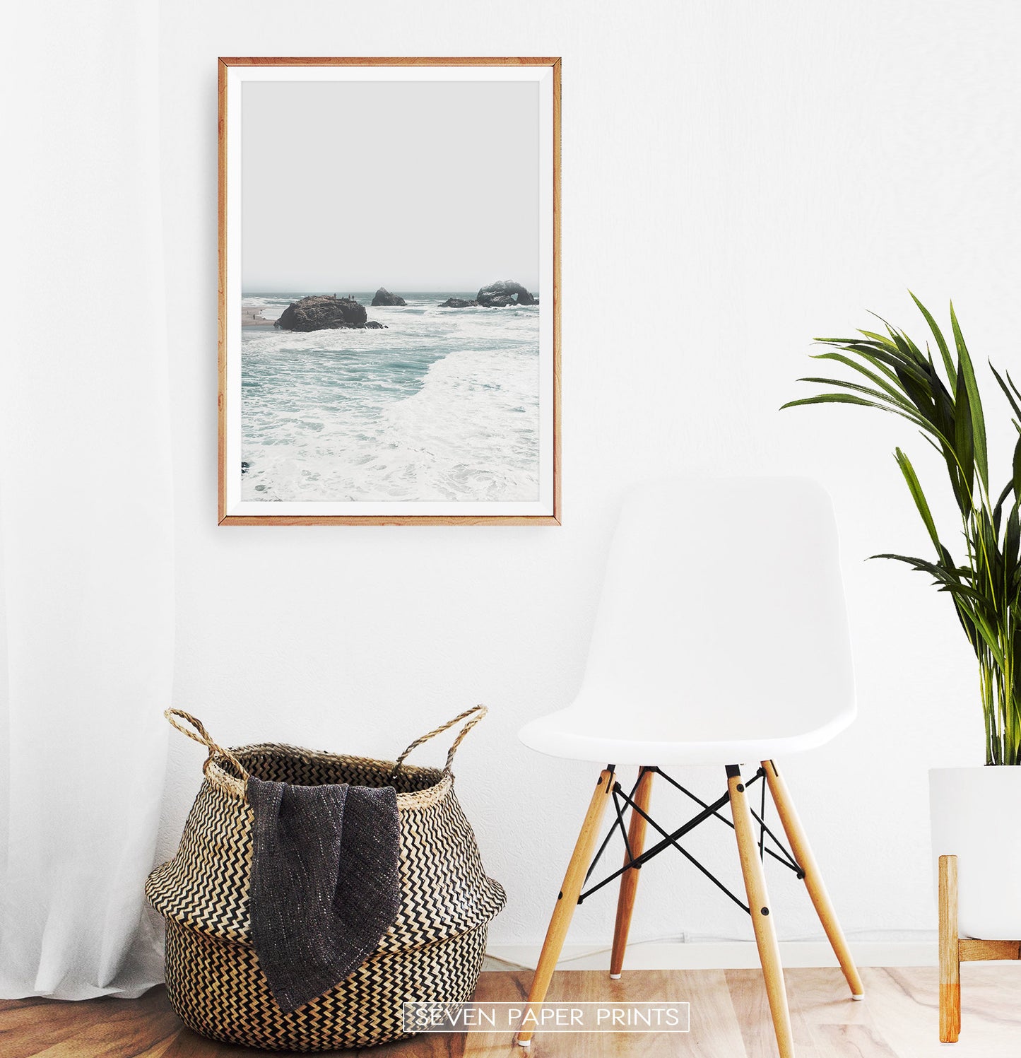 Ocean Rock Wall Art with Coastal Sea Water