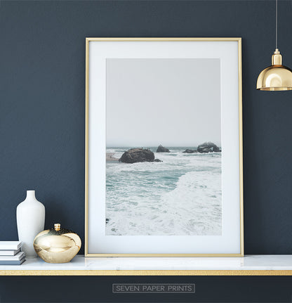 Ocean Rock Wall Art with Coastal Sea Water