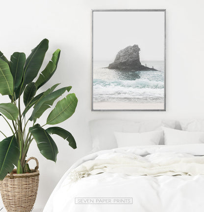 Coastal Rock Sea Wall Art with Beach Waves