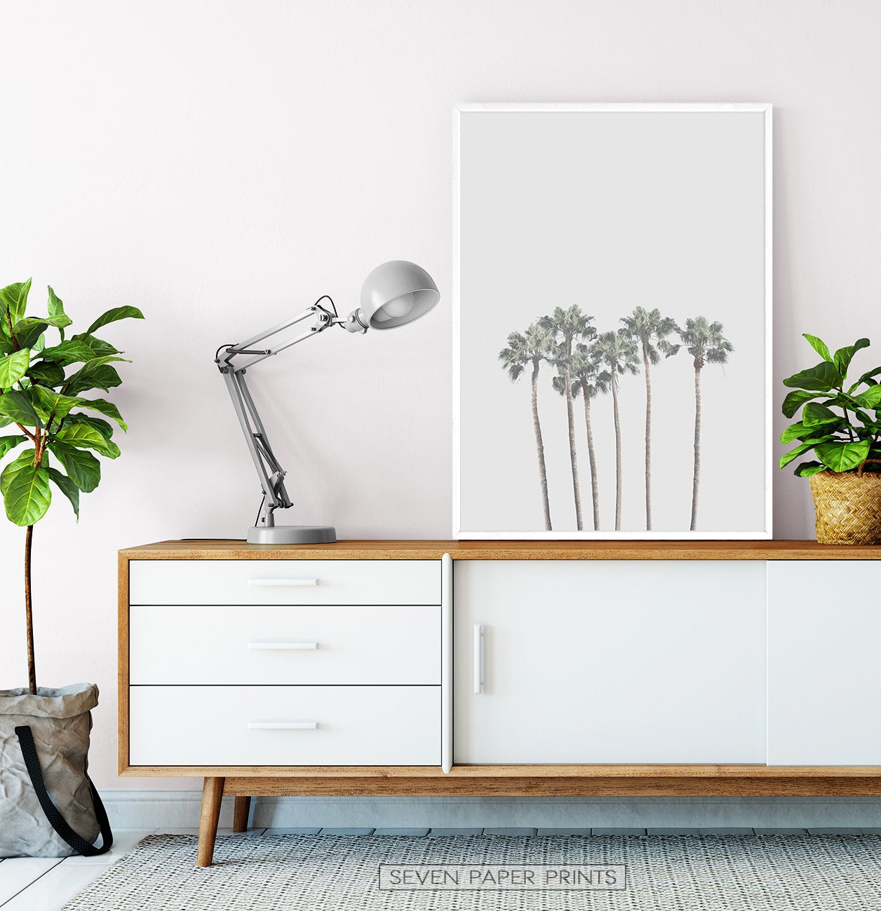Gray Palm Trees Minimalist Wall Art