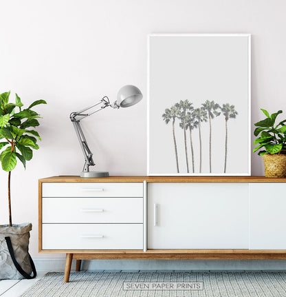 Gray Palm Trees Minimalist Wall Art