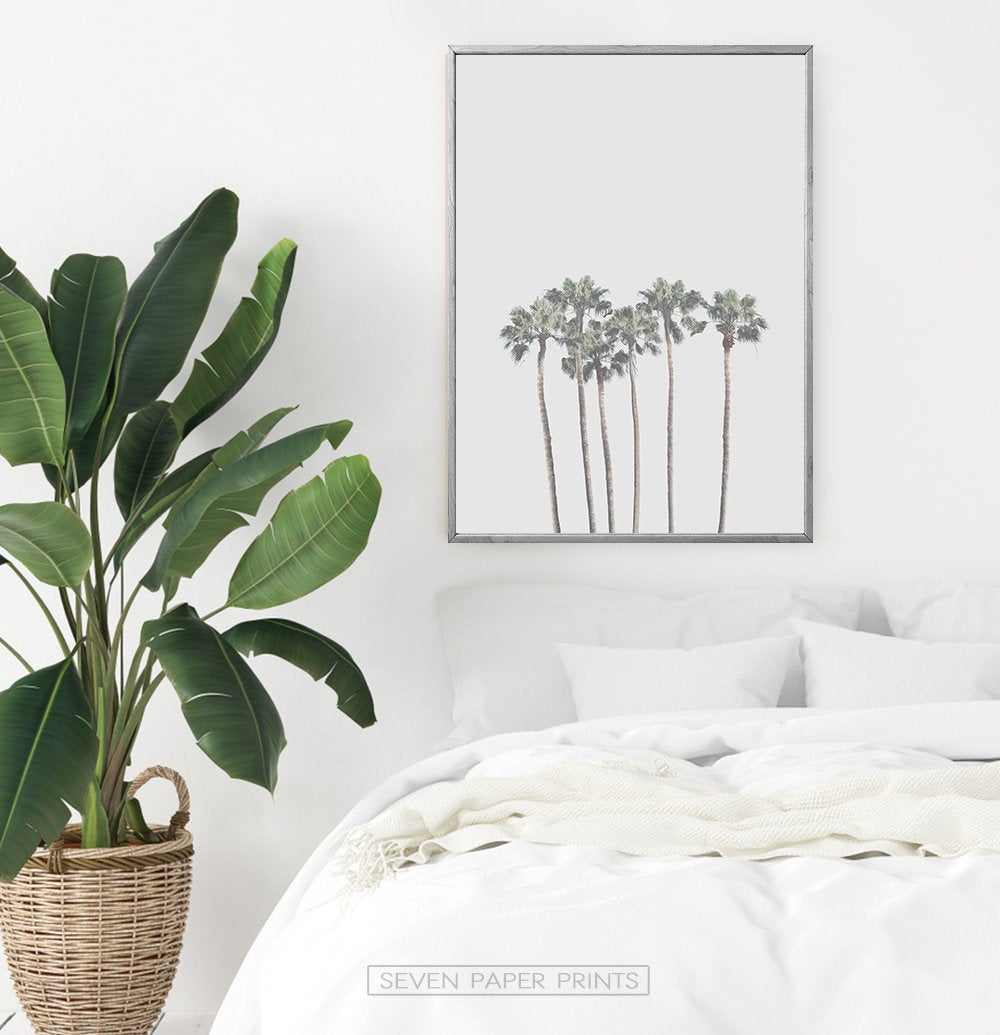 Gray Palm Trees Minimalist Wall Art