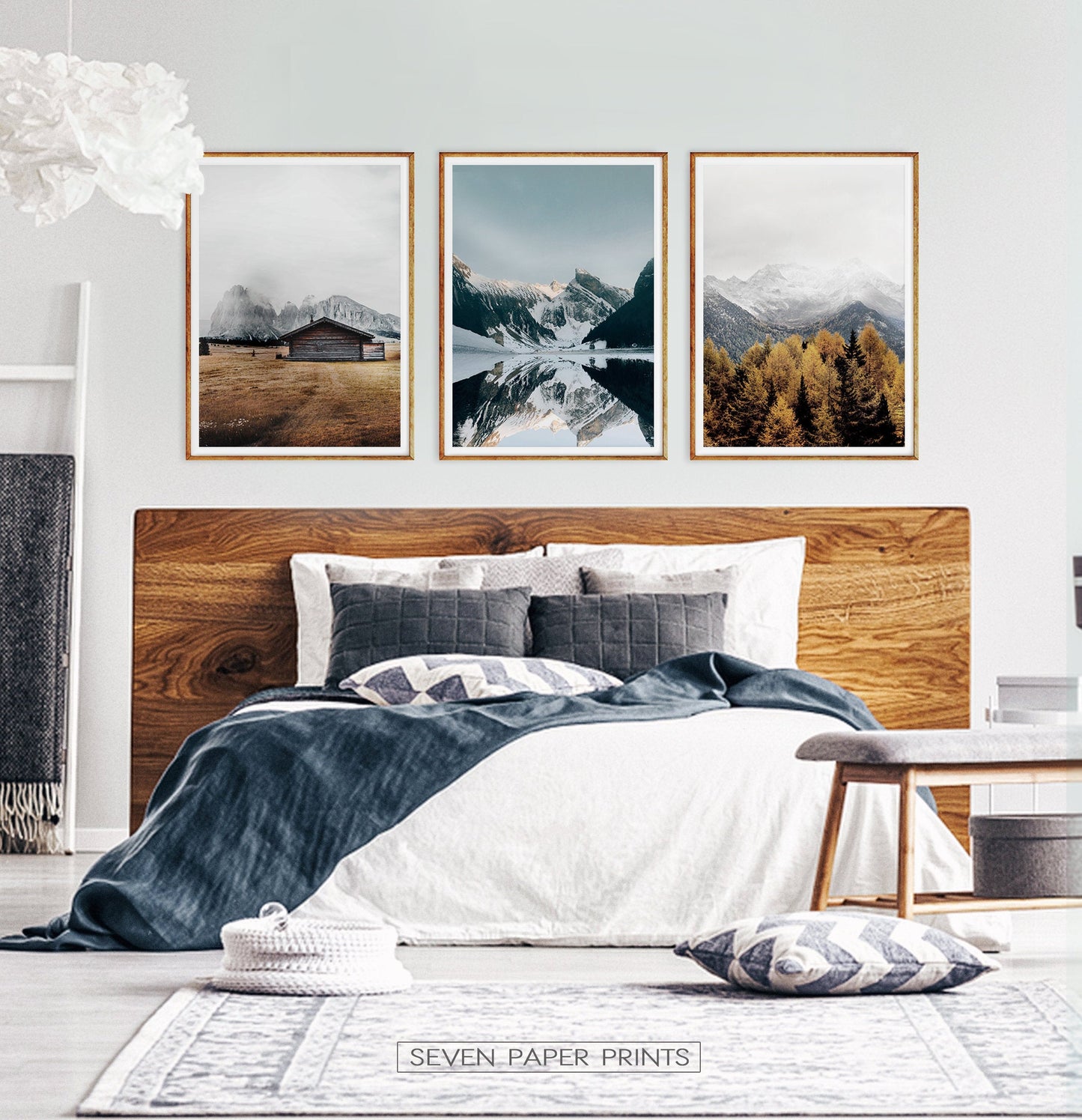 Snowy Mountain Print Wall Art Set of 3 Posters