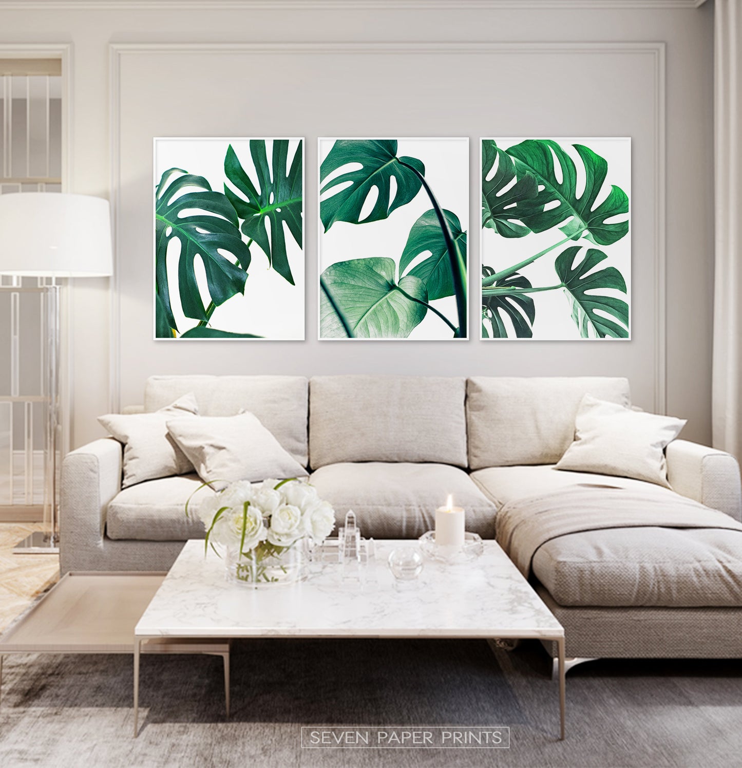 Monstera Green Leaves Set of 3 Deliciosa Prints