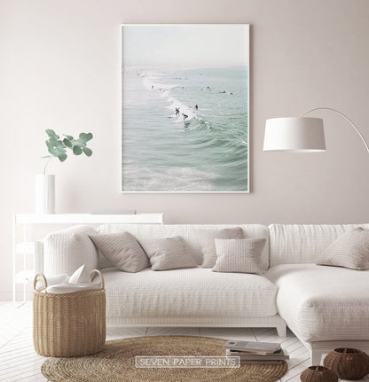 Ocean Waves Surfing Wall Art Print