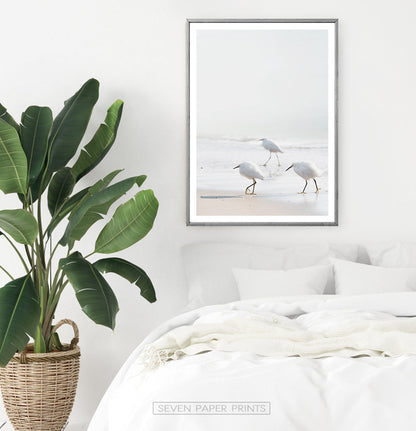 Coastal Seagulls and Ocean Waves Wall Art