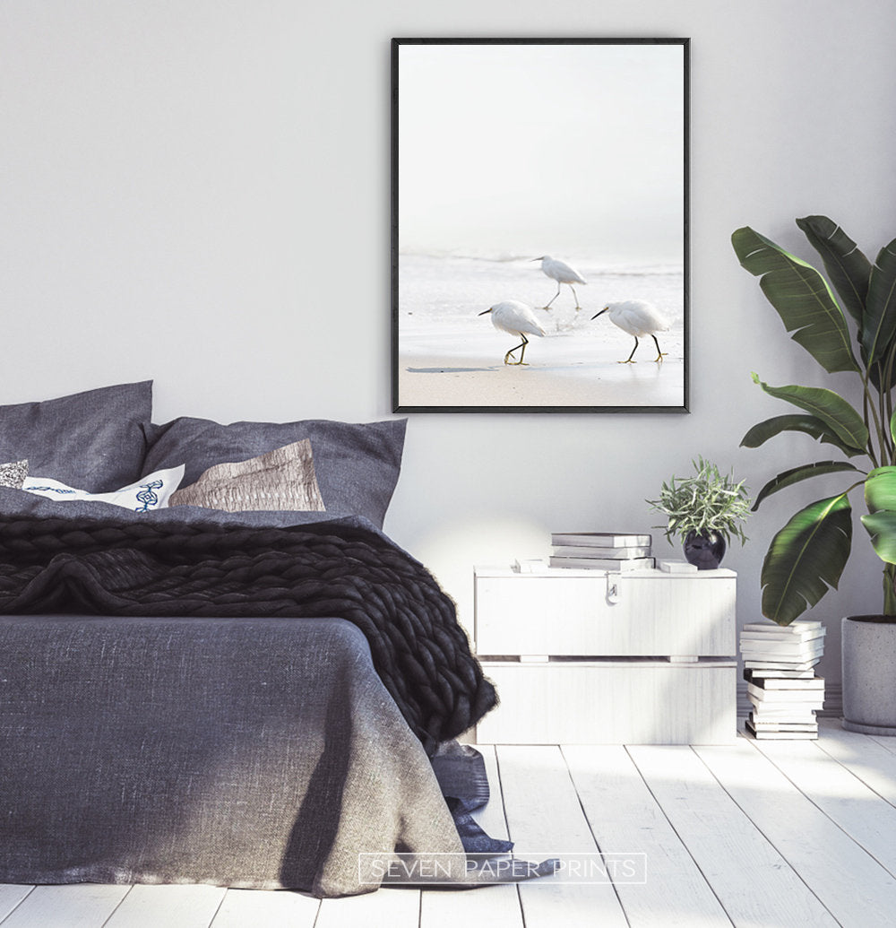 Coastal Seagulls and Ocean Waves Wall Art