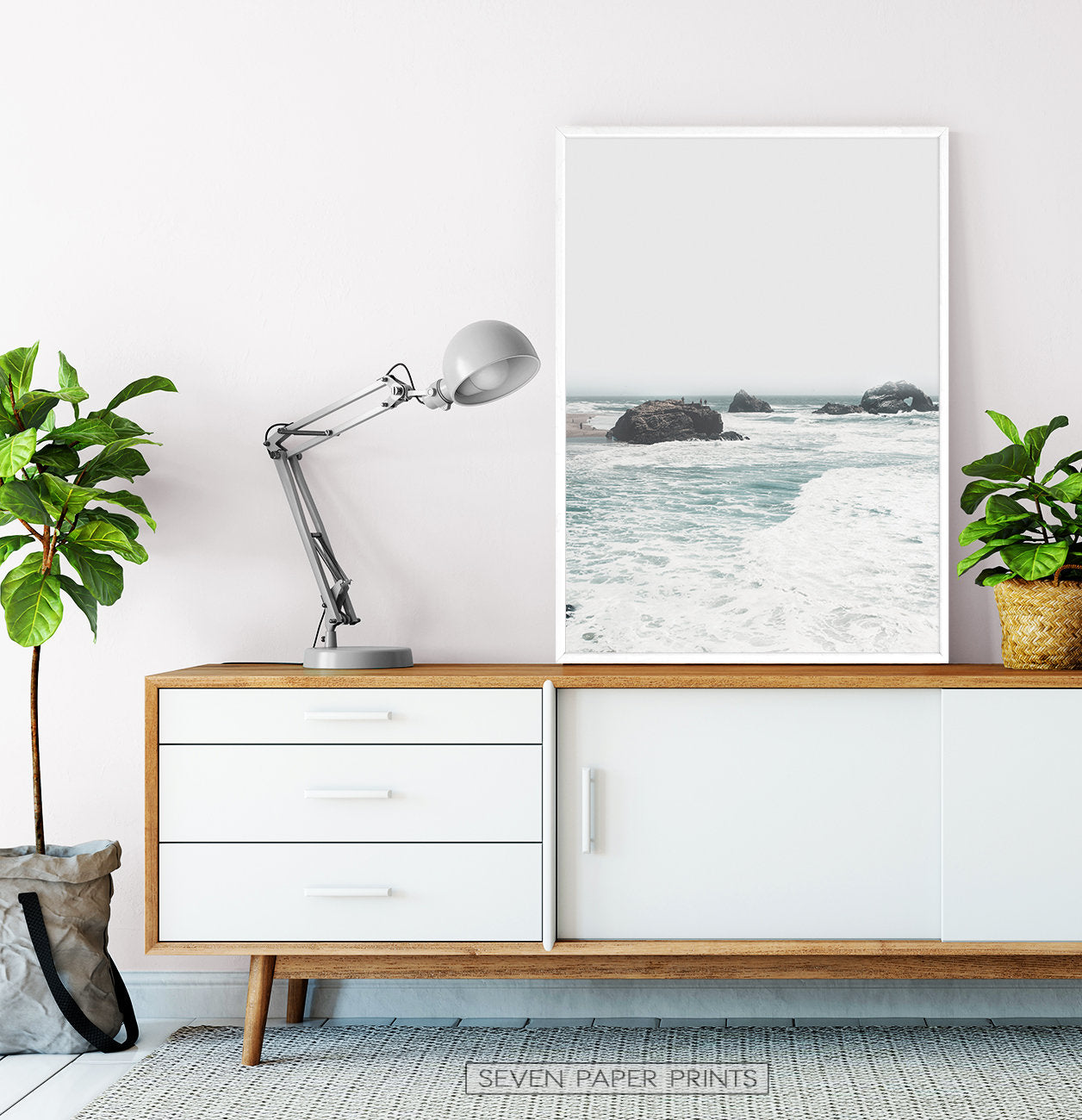 Ocean Rock Wall Art with Coastal Sea Water