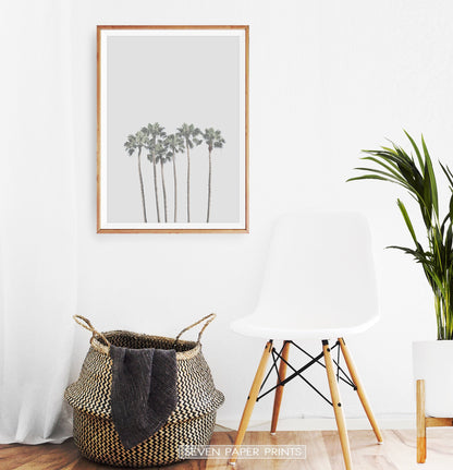 Gray Palm Trees Minimalist Wall Art