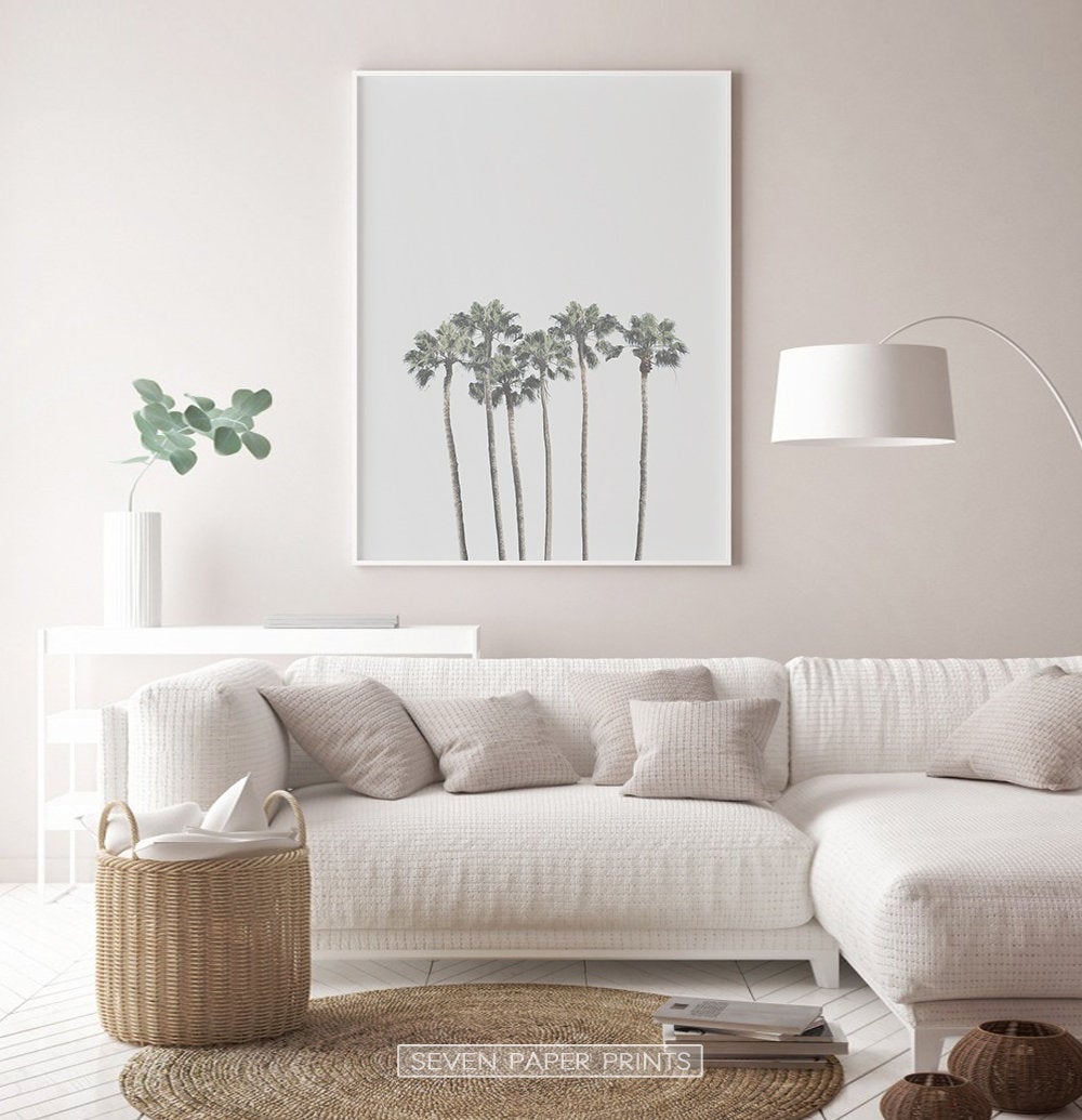 Gray Palm Trees Minimalist Wall Art