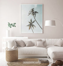 Load image into Gallery viewer, Living Room Tropical Decor - Palm Trees and Teal Sky
