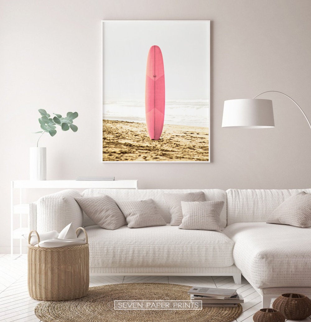 Modern Pink Surfboard Wall Art