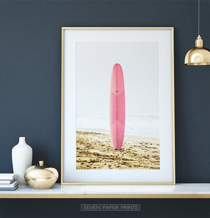 Modern Pink Surfboard Wall Art