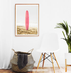 Modern Pink Surfboard Wall Art